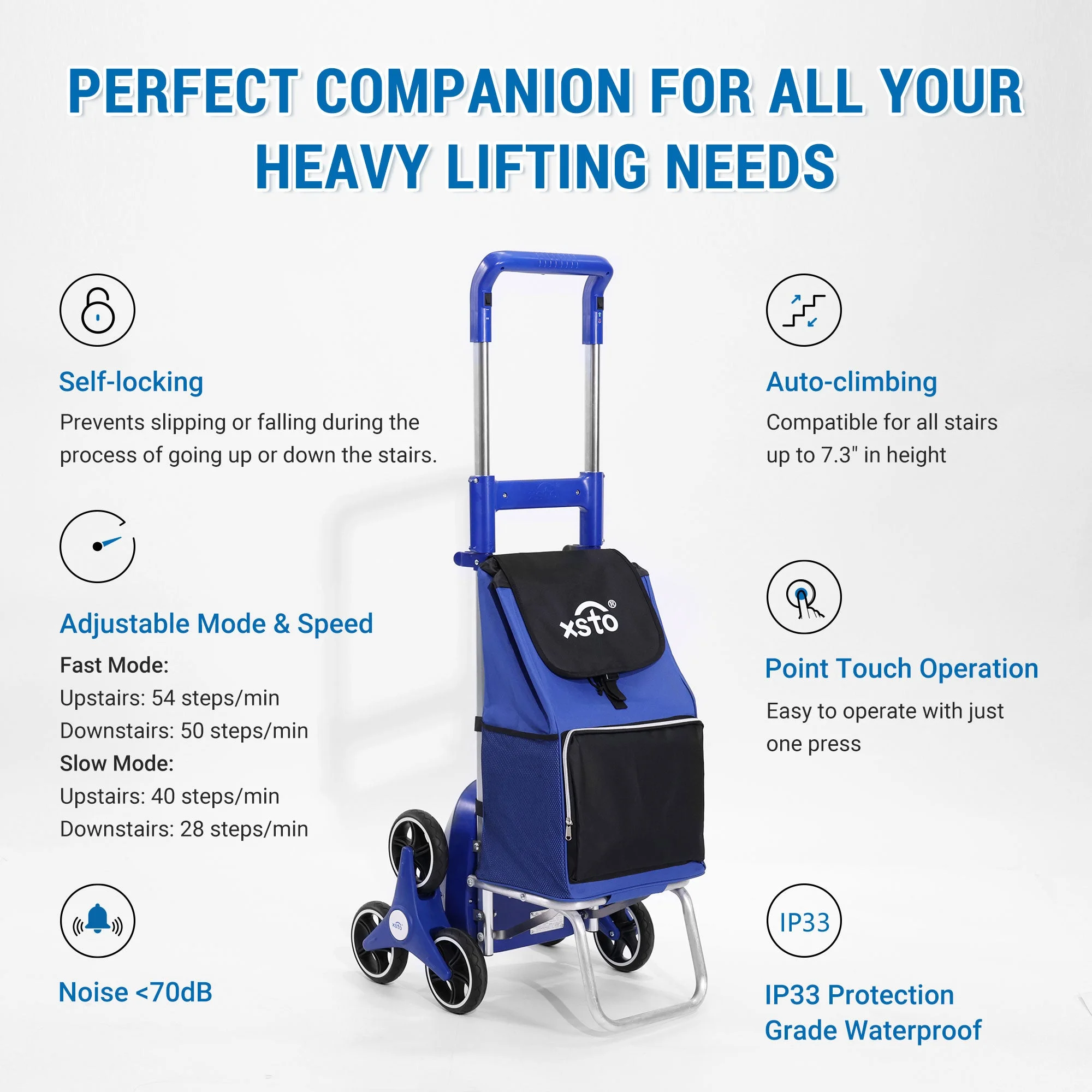 Alternative view of 66 lbs (30 kg) Robby Merdiven Tırmanan Alışveriş Arabası – XSTO ZW030